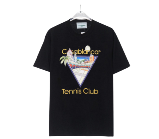 CASABLANCA TENNIS CLUB T-SHIRT BLACK