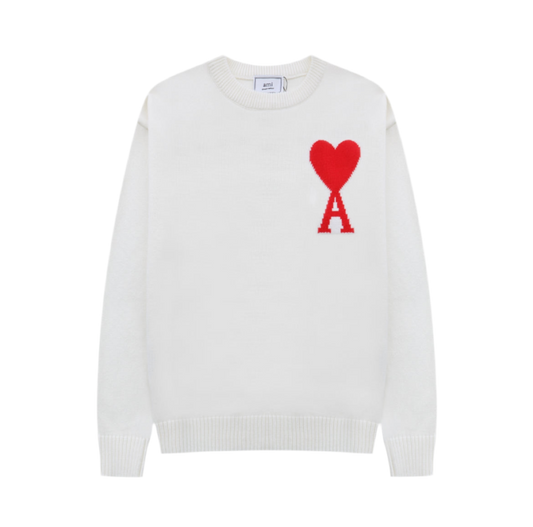 AMI DE COEUR WHITE CREWNECK JUMPER