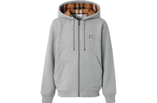 BURBERRY LETTER GRAPHIC COTTON BLEND ZIP HOODIE